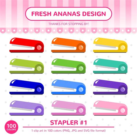 100 Colors Clip Art: Stapler, Stapler Clipart, Office Clipart, School ...