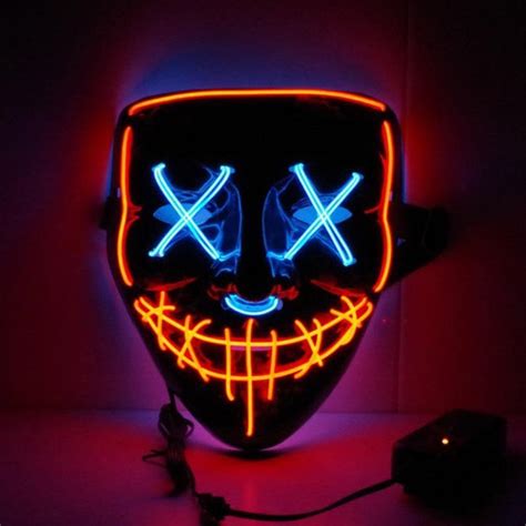 LED Purge Mask Rave Light Up Halloween Neon – Genius Villain