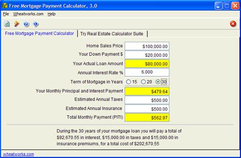 FileGets: Free Mortgage Payment Calculator Screenshot - Calculate mortgage loan payments with ...