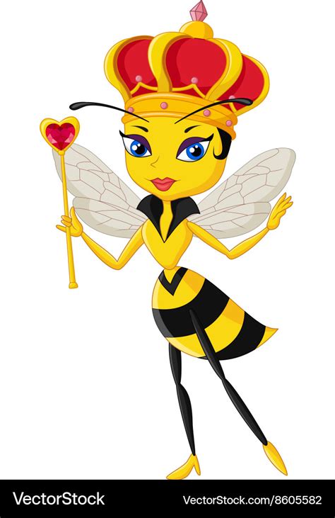 Cartoon queen bee character Royalty Free Vector Image