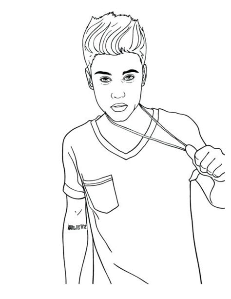 Canadian singer Justin Bieber coloring book to print and online