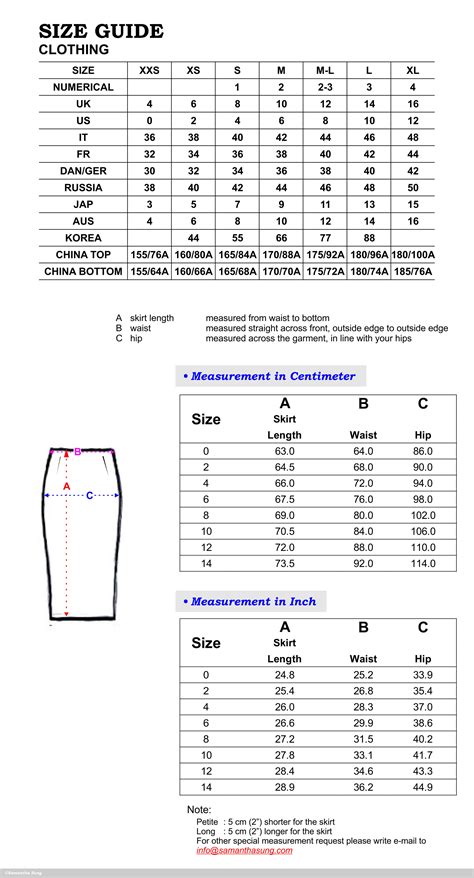 Chloe Skirt Size Chart – Samantha Sung