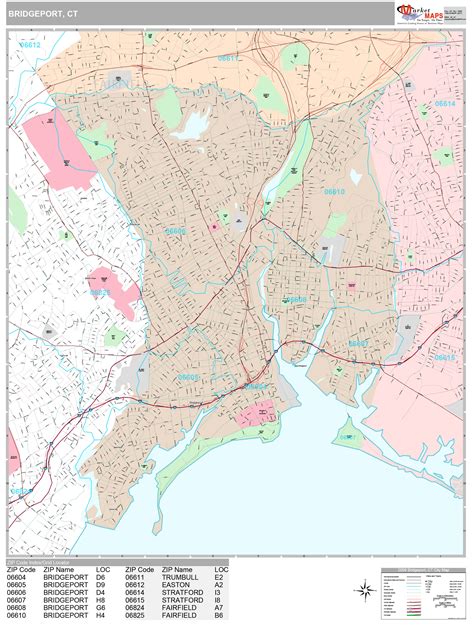 Bridgeport Connecticut Wall Map (Premium Style) by MarketMAPS