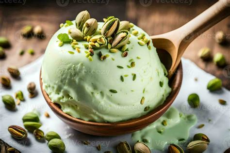 pistachio ice cream with pistachio nuts. AI-Generated 34835796 Stock ...