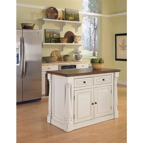 Home Styles Monarch White Kitchen Island With Drop Leaf-5020-94 - The Home Depot