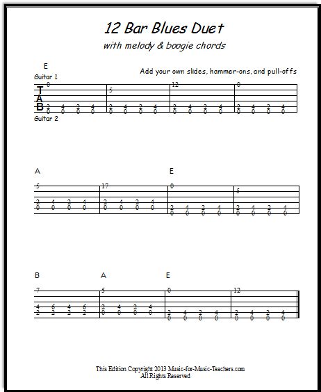 12 Bar Blues Guitar Tabs for Beginners