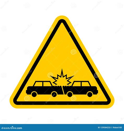 Attention Car Crash. Caution Accident Cars Stock Vector - Illustration of attention, disaster ...