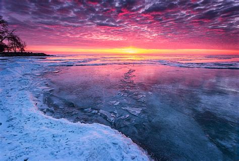 sunset, Winter, Lake, Ice, Cold Wallpapers HD / Desktop and Mobile Backgrounds