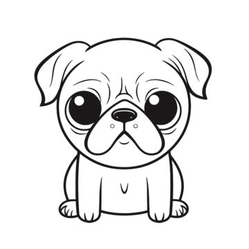 Pug Coloring Page PNG Transparent Images Free Download | Vector Files | Pngtree