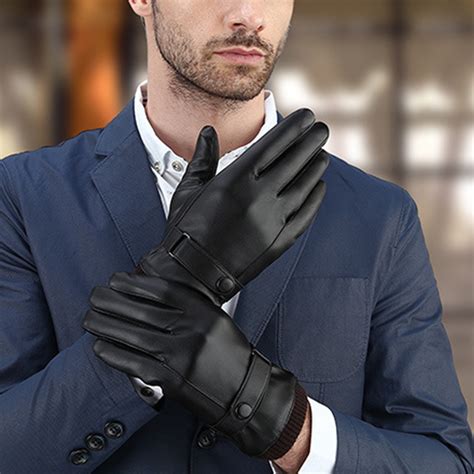 Leather Gloves for Men,Winter Sheepskin Leather Driving Gloves ...