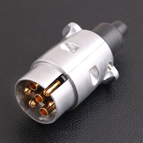 7 Pin Male + Female Round Trailer Plug Slim Adapter Connector Caravan Boat Part | eBay