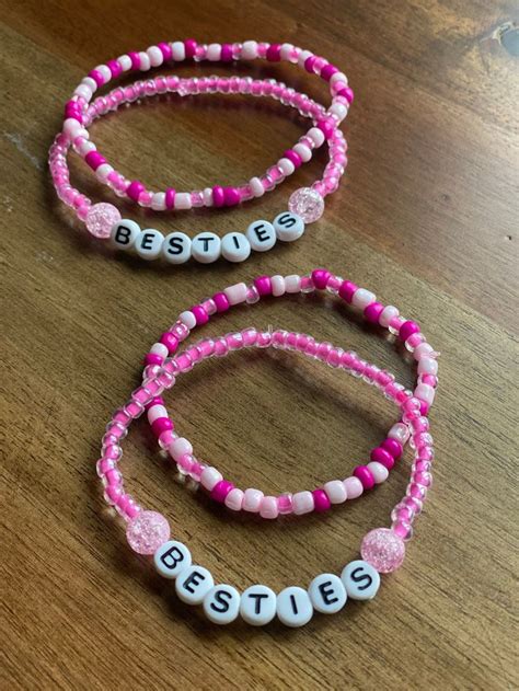 Besties Bracelet Set, Letter Bead Bracelets - Best Friend Bracelets, Beaded Stretch Word ...