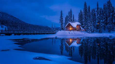 2048x1152 Resolution Forest House Covered in Snow 4K 2048x1152 Resolution Wallpaper - Wallpapers Den