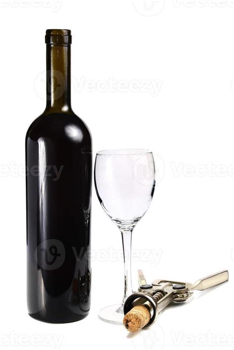 bottle with red wine glass and cork-screw 7280214 Stock Photo at Vecteezy