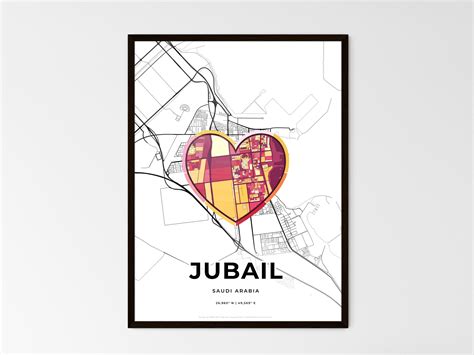 JUBAIL SAUDI ARABIA minimal art map with a colorful icon. Where it all ...