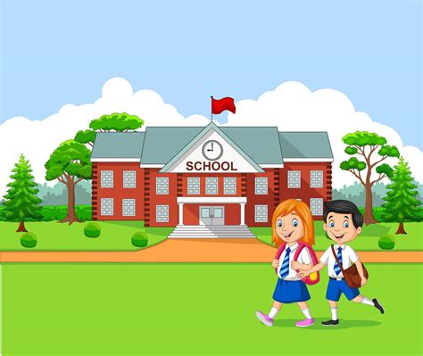 Happy little kids going to school 7271090 Vector Art at Vecteezy