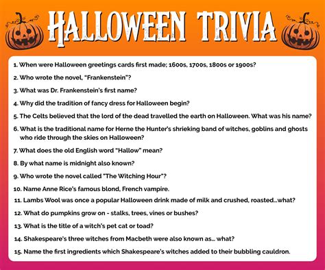 Free Printable Halloween Trivia