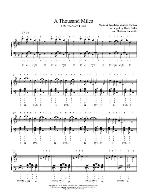 A Thousand Miles by Vanessa Carlton Sheet Music & Lesson | Intermediate Level