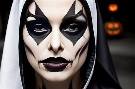 Premium AI Image | Halloween closeup portrait of a nun in terrible ...