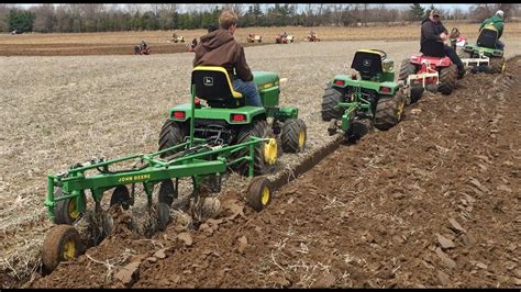 John Deere 420 Diesel 4x4 Pulling 3 Bottom Plow On Land Custom Garden ...