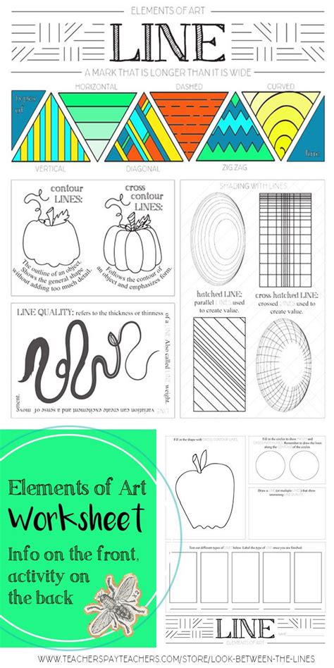 Elements of Art Line Art Activity: Middle, High School Art Review, Art Sub Plan | Художества ...