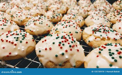 Italian Christmas Cookies with Glaze and Sprinkles Stock Photo - Image ...