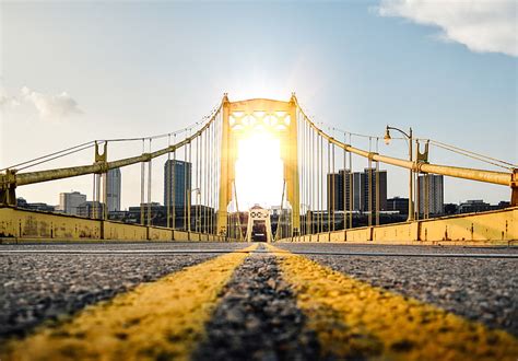 HD wallpaper: street, road, bridge, city, building, sky, Sun, sun rays, clouds | Wallpaper Flare