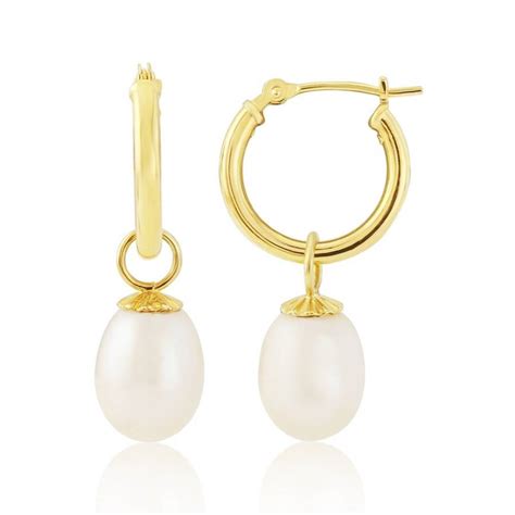 gold vermeil hoop earrings with pearl drop by argent of london | notonthehighstreet.com