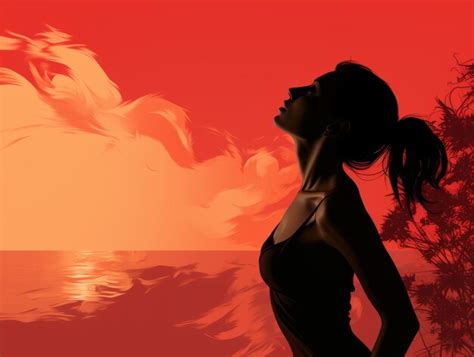 Premium AI Image | silhouette of a woman standing in front of a sunset