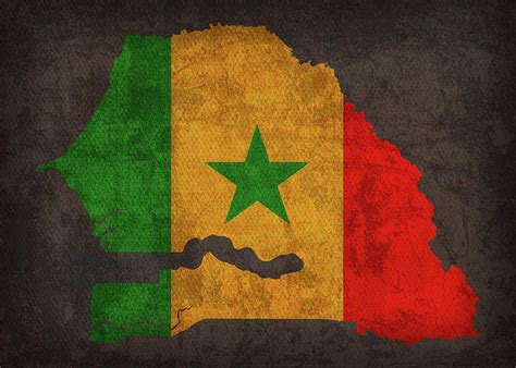 Senegal Country Flag Map Mixed Media by Design Turnpike - Pixels