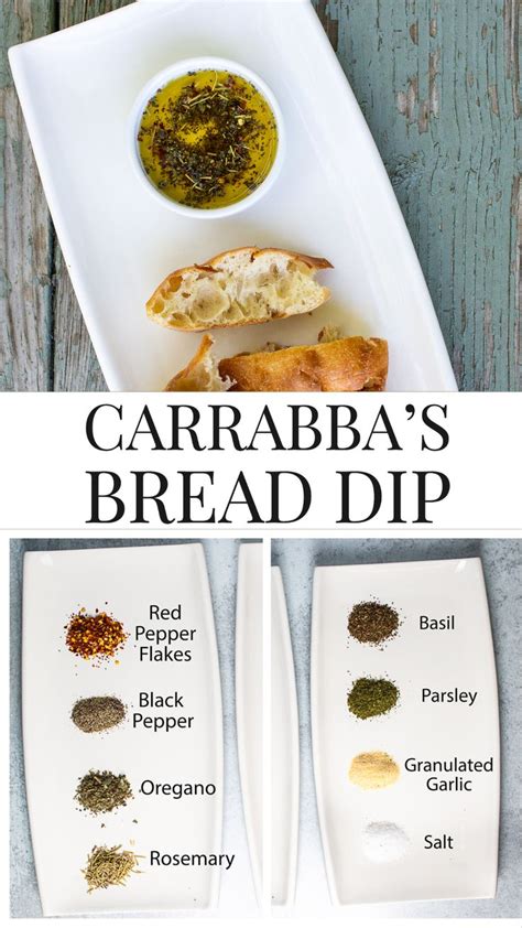 the ingredients for this bread dip are displayed on plates