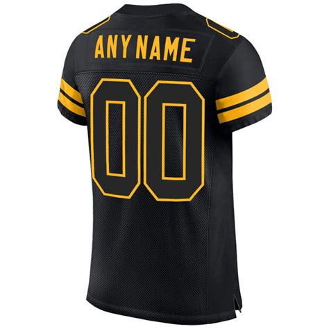 Custom Black Black-Gold Mesh Football Jersey – Cadadesigns