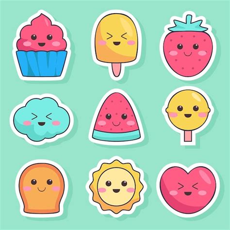 Free Vector | Set of cute trendy vintage sticker fashion badges with sweets desserts and candies ...