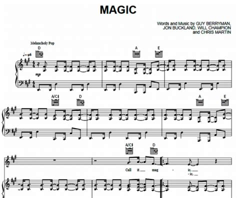 Coldplay - Magic Free Sheet Music PDF for Piano | The Piano Notes