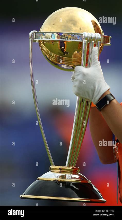 The ICC Cricket World Cup trophy during the ICC Cricket World Cup group stage match at Cardiff ...