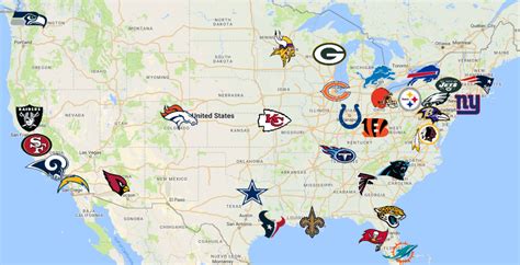 NFL Map | Teams | Logos - Sport League Maps : Maps of Sports Leagues