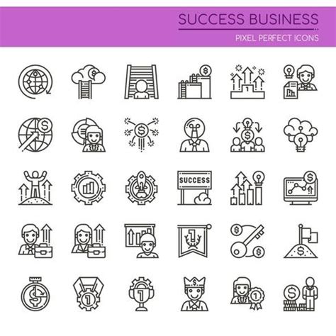 Set of Black and White Thin Line Successful Business Icons 667948 Vector Art at Vecteezy