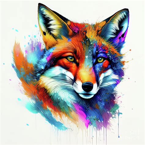 Fox in Watercolor Splash Digital Art by Haru Udu - Fine Art America