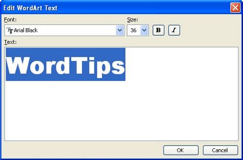 Specifying a Font in WordArt (Microsoft Word)