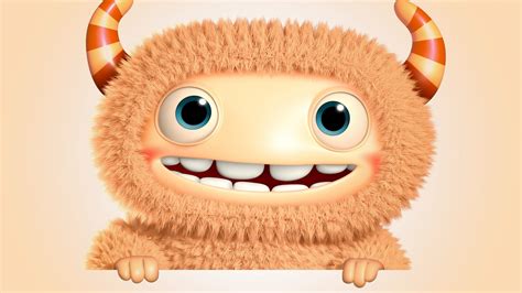 Download wallpaper 3d, funny, monster, cartoon, cute, smile, monster, character, rendering ...