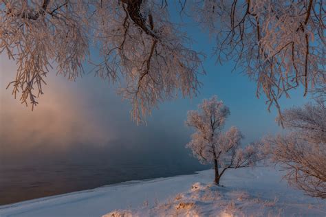 winter, snow, landscape, nature, Russia HD Wallpaper