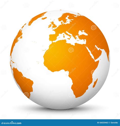 White Vector Globe Icon With Orange Continents - Planet Earth Stock ...