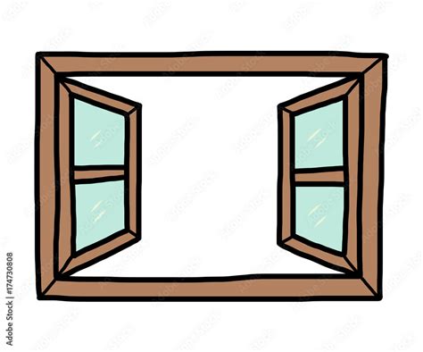 open window / cartoon vector and illustration, hand drawn style ...