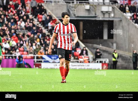 Luke O'Nien in action for Sunderland against Wigan Athletic Stock Photo ...