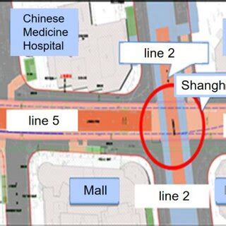 Location diagram of new Line 5 Shanghai Road Station and the existing ...