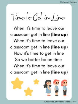 Line Up Song Poster by Ms Carreras Classroom | TPT