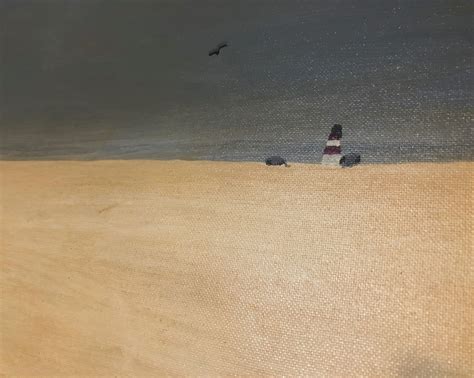 SANDY BEACH LIGHTHOUSE Original Minimalist Beach Scene 12 X 24 - Etsy