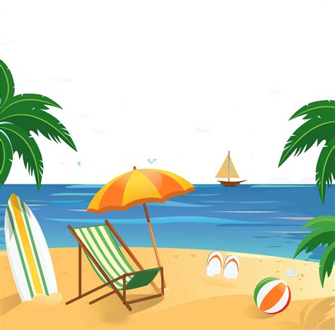 Transparent Background Beach Vacation Clipart - Draw-public
