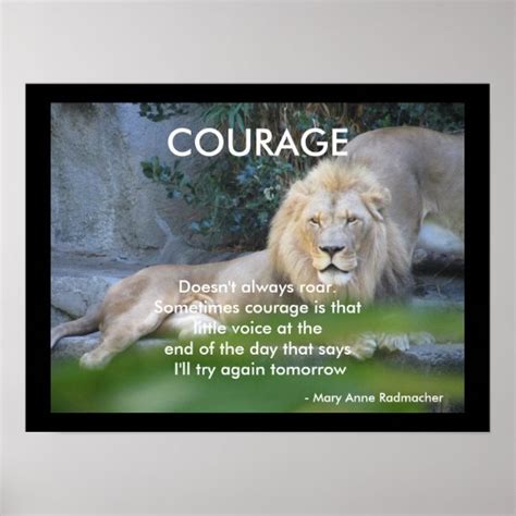 Motivational Quote Lion Hearted Courage Poster | Zazzle.com