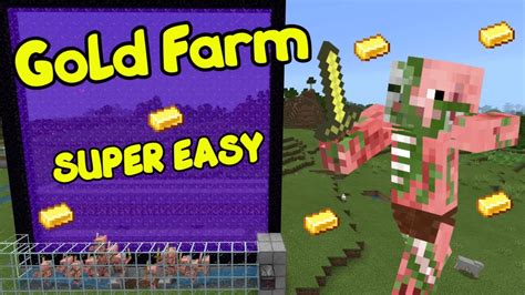 How To Build A Gold Farm [EASY] Minecraft BEDROCK PS4 PC Xbox 1.14 - 1.15 - YouTube